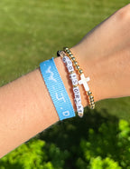 Elevated Faith Christian Jewelry Bracelet with colorful beads and cross design, symbolizing faith
