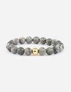 Elevated Faith Christian Jewelry Bracelet featuring beautiful gray stone beads and a gold accent