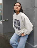 Elevated Faith Christian Crewneck Sweatshirt in Cream Color with Mountain Graphic Design