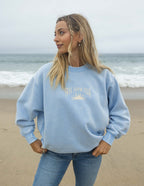 Light blue Christian Crewneck Sweatshirt with 'Free From Fear' design, perfect for casual outings