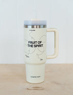 Elevated Faith Tumbler with 'Fruit of the Spirit' design, a unique Christian Gifts accessory