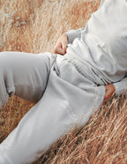 Elevated Faith Light Gray Sweatpants featuring 'Fruit of the Spirit' text for Christian Apparel