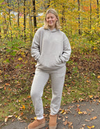 Elevated Faith gray sweatpant set featuring Christian Apparel with a comfortable fit and stylish design