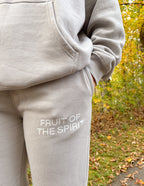 Elevated Faith Sweatpants in Light Gray with 'Fruit of the Spirit' Design for Christian Apparel