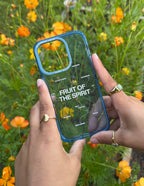 Elevated Faith Christian iPhone Case with 'Fruit of the Spirit' design and floral background