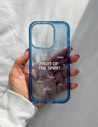 Elevated Faith Christian iPhone Case with Fruit of the Spirit design in blue for spiritual encouragement