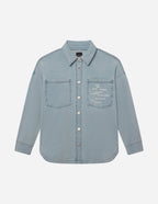 Light Blue Elevated Faith Christian Jacket with Classic Fit and Two Front Pockets