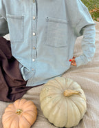 Elevated Faith Christian Jacket in light blue with inspirational text and button-up design