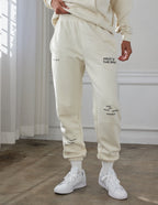 Elevated Faith Cream Sweatpants with Inspirational Texts, Perfect for Christian Apparel Enthusiasts