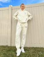 Elevated Faith Christian Apparel Sweatpants in cream with inspirational quotes for casual comfort