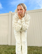 Elevated Faith Christian Apparel Sweatpant in Cream Featuring Inspirational Text for Comfort and Style
