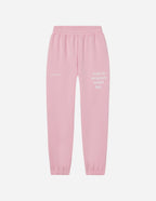 Pink Elevated Faith Sweatpants with 'God Is Always With Me' print for comfortable Christian Apparel