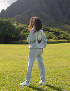 Elevated Faith Christian Crewneck Sweatshirt in light blue with a unique graphic on the back