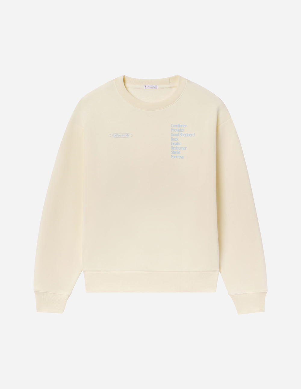 Elevated Faith Christian Crewneck Sweatshirt in soft yellow with inspirational text print