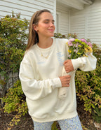 Elevated Faith Christian Crewneck Sweatshirt in Cream with Text Design and Relaxed Fit