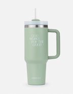 Elevated Faith Tumbler in Green with Scripture 'God Works for the Good' for Christian Gifts
