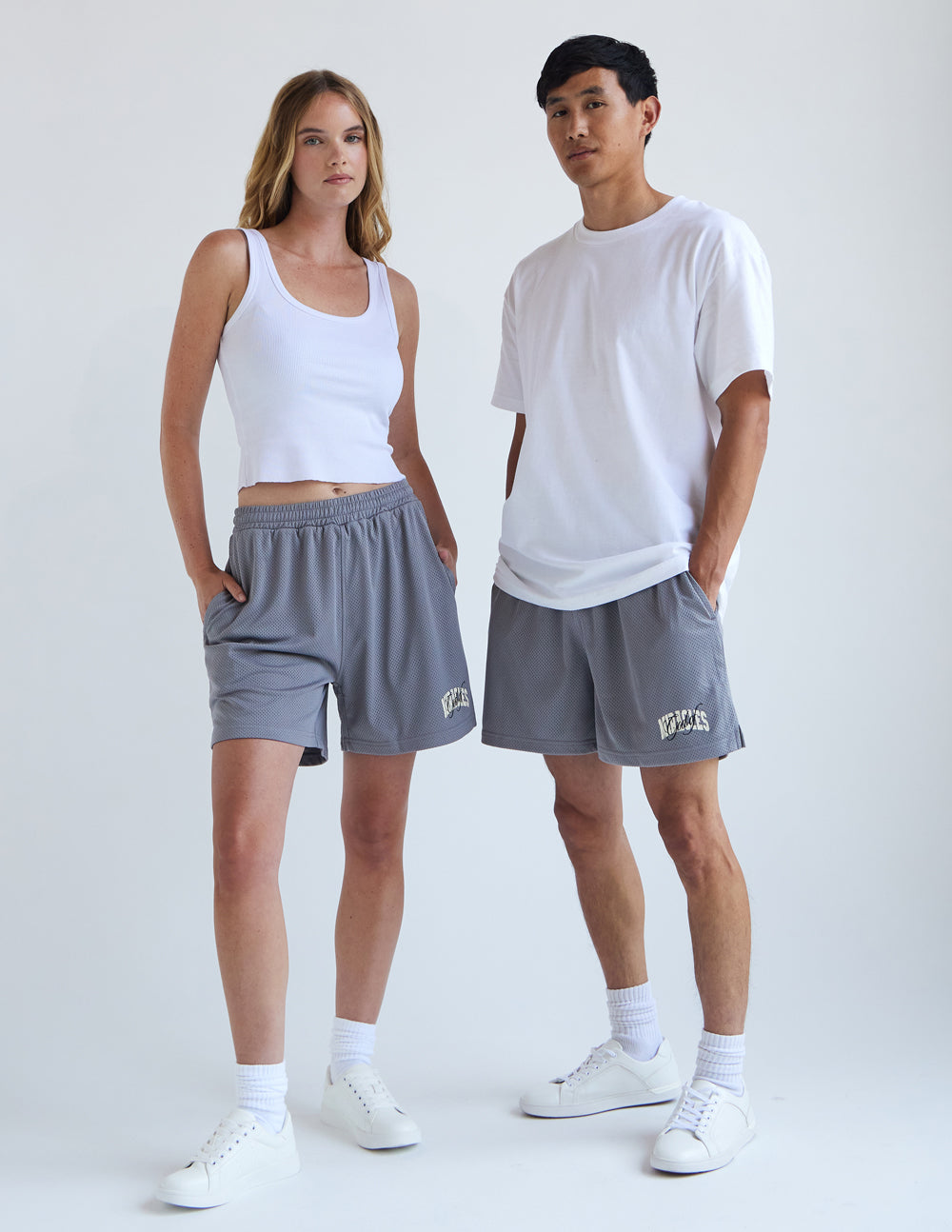 Elevated Faith Christian Shorts for men and women in gray, perfect for casual or workout wear.