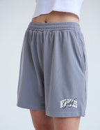 Elevated Faith Christian Shorts in gray with breathable mesh fabric for comfort and style