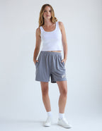 Gray Elevated Faith Christian Shorts with Comfortable Fit and Side Pockets for Daily Wear