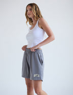 Elevated Faith Christian Shorts in Gray with an Elastic Waistband for Comfort and Style