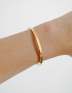 Elevated Faith Gold Cuff Bracelet featuring an engraved design, perfect Christian Jewelry Bracelet for daily wear