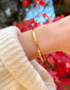 Elevated Faith Gold Cuff Bracelet for Women, a stylish Christian Jewelry Bracelet for everyday wear