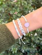 Set of Elevated Faith Christian Jewelry Bracelets featuring pastel beads and a charm with the word Grace