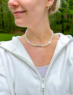 Elevated Faith Christian Jewelry Beaded Necklace with Colorful Pastel Beads and Smiley Faces