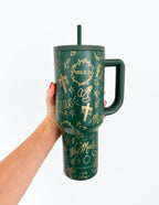 Elevated Faith Green Tumbler with Christian Gifts Design and Straw for Daily Inspiration