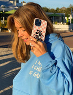 Christian iPhone Case featuring a stylish checkered design with uplifting text for faith-inspired people