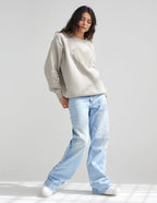 Elevated Faith Christian Crewneck Sweatshirt in light gray with a relaxed fit for casual wear