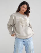 Elevated Faith Christian Crewneck Sweatshirt in neutral color with stylish embossed design