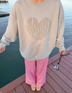 Elevated Faith Christian Crewneck Sweatshirt in light grey with heart design, perfect for casual wear