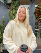 Elevated Faith Christian Crewneck Sweatshirt in Cream with Heart of Gold Design and Relaxed Fit