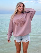 Elevated Faith Christian Crewneck Sweatshirt in mauve with Heart of God graphic design