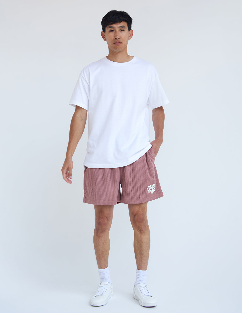 Men's Elevated Faith Christian Shorts in Light Pink with Comfortable Fit for Everyday Wear