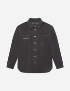 Elevated Faith Christian Jacket in Black Denim with Button Closure and Front Pockets