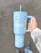 Elevated Faith Heaven is Home Tumbler in light blue, perfect as Christian Gifts for daily inspiration