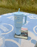 Elevated Faith Tumbler in Light Blue with Christian Gifts Theme and Inspirational Quotes