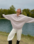 Elevated Faith Christian Jacket in Light Pink with Quarter-Zip Design for Comfortable Style