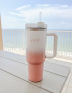Elevated Faith Gradient Tumbler in Pink and White, Ideal for Christian Gifts and Everyday Use