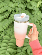 Elevated Faith Tumbler in Pink Gradient with Straw, Perfect Christian Gifts for Everyday Use