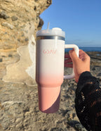 Elevated Faith Insulated Tumbler in Pink Gradient, Ideal for Christian Gifts and Outdoor Use