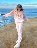 Elevated Faith Pink Sweatpant Set for Women Featuring Soft Fabric, Ideal Christian Apparel for Comfort