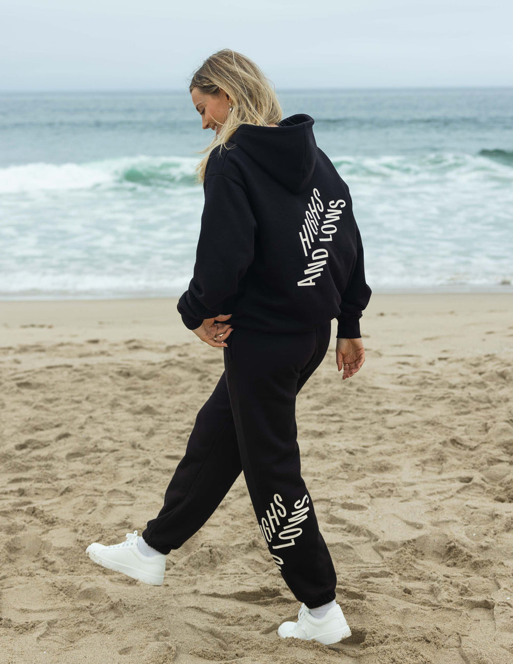 Elevated Faith Black Sweatpants for Women featuring Christian Apparel text print, perfect for casual wear