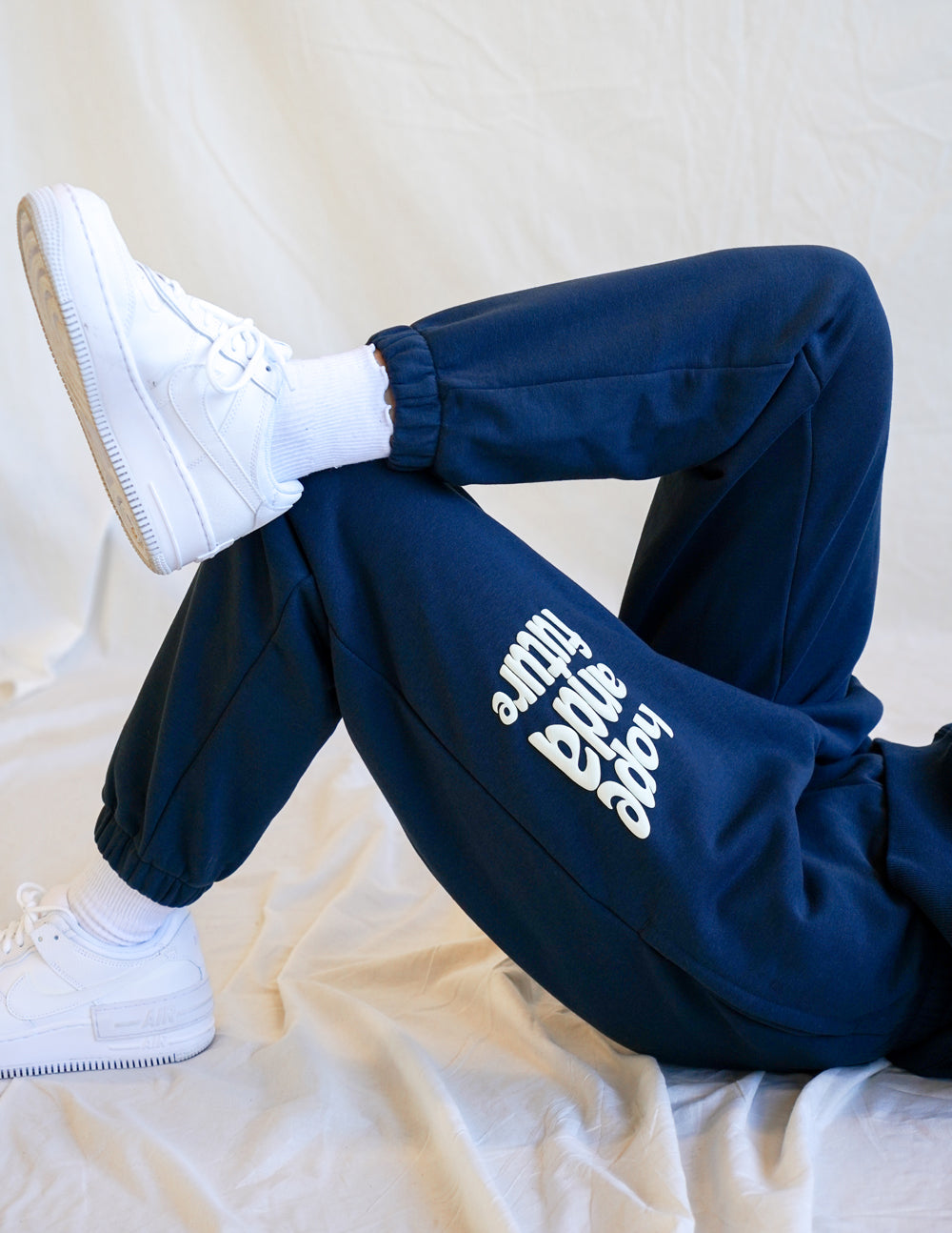 Elevated Faith Navy Sweatpants with 'Hope' Print, Perfect for Christian Apparel Outfits