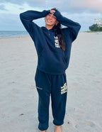 Elevated Faith comfortable sweatpants in navy blue, part of Christian Apparel collection