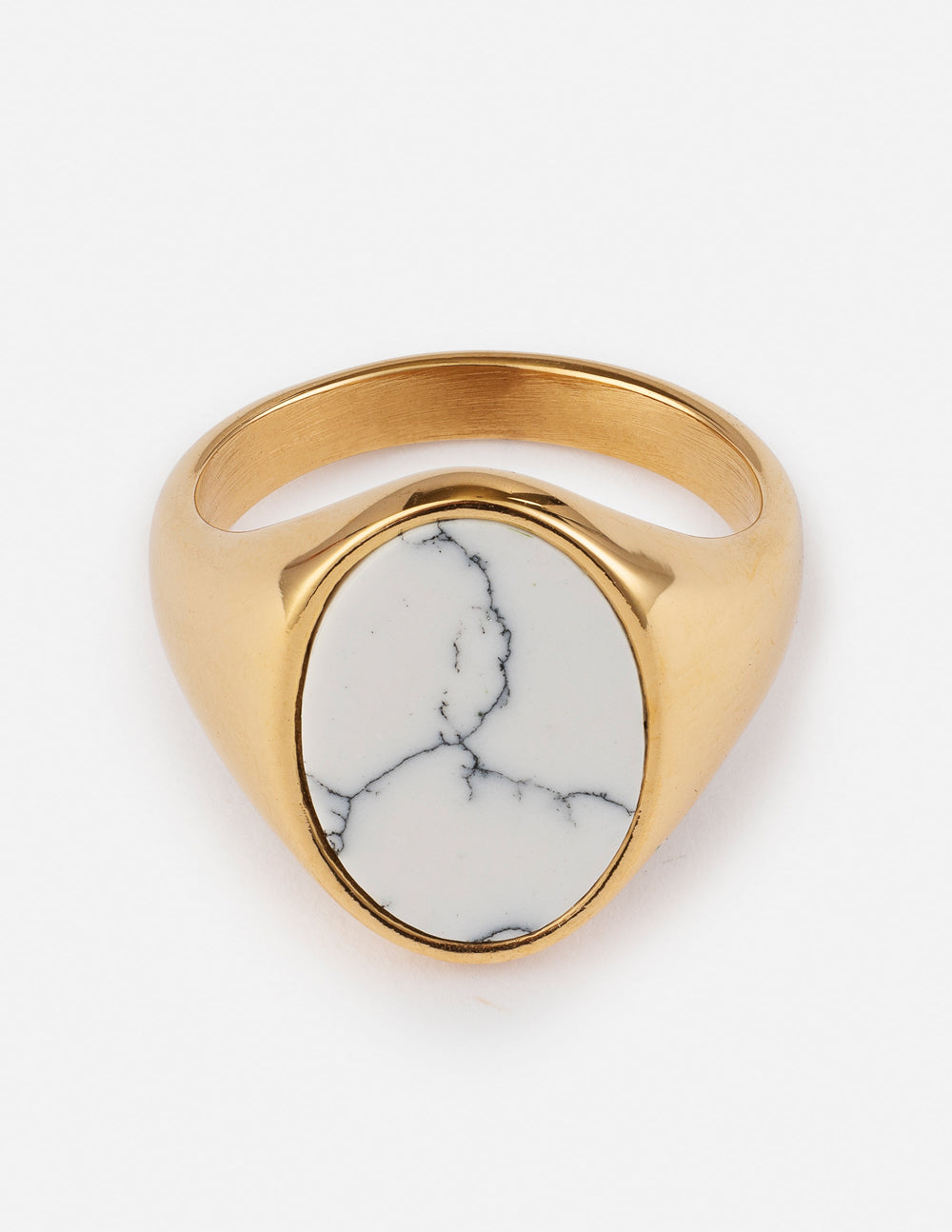 Elevated Faith Gold Ring with White Marble Stone, perfect for Christian Jewelry lovers