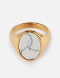 Elevated Faith Gold Ring with White Marble Stone, perfect for Christian Jewelry lovers