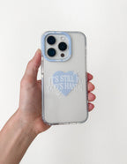 Elevated Faith Christian Phone Case featuring the text It's Still in God's Hands on a clear background